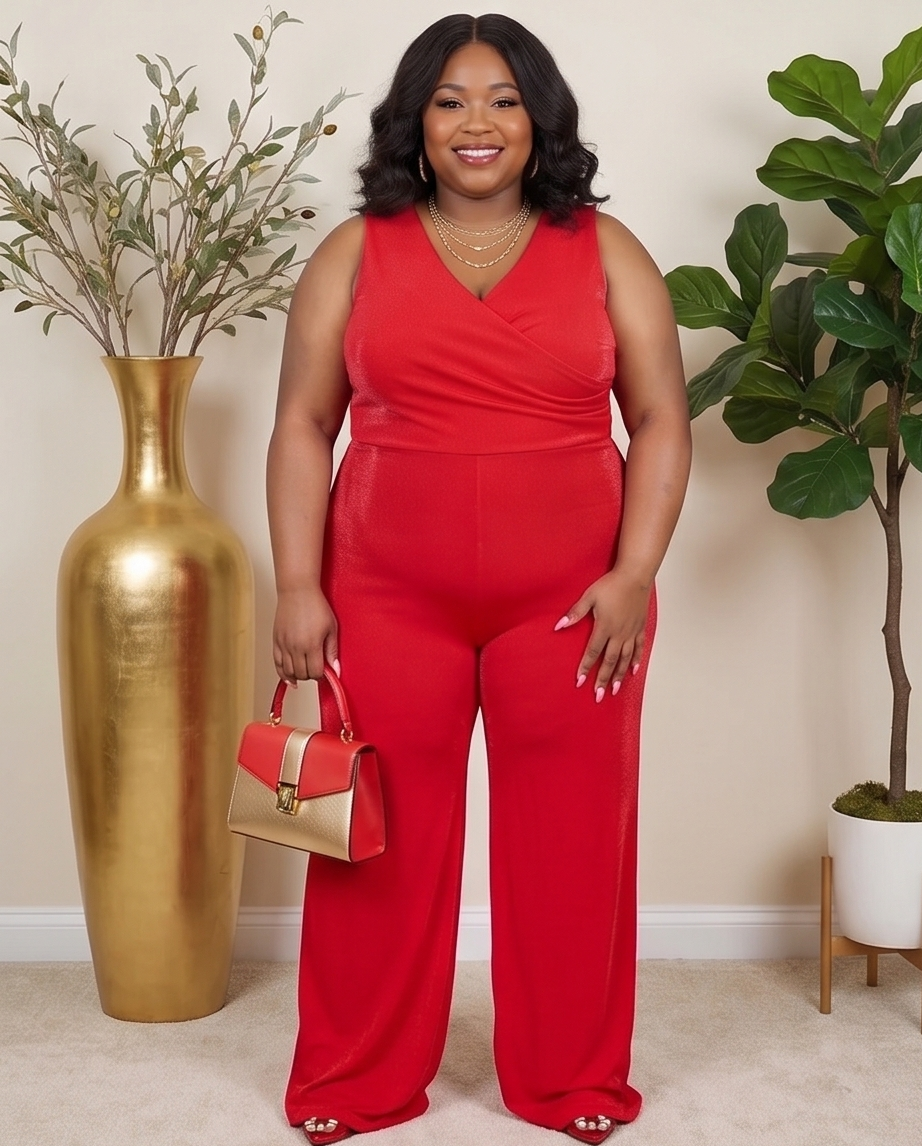 Plus Size Red Jumpsuit