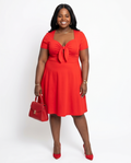 Plus Size Red Knot Front Skater Dress