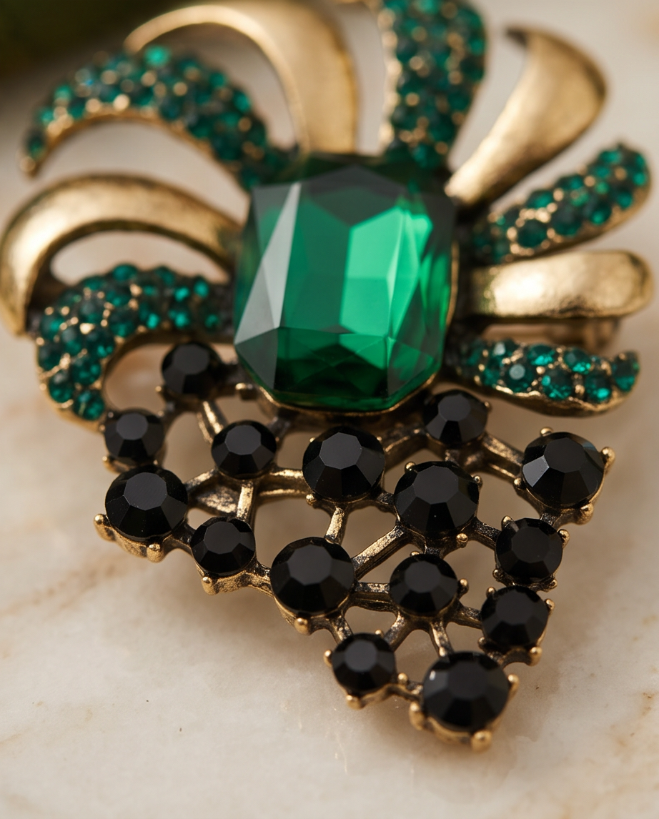 Jennifer Green & Gold Brooch