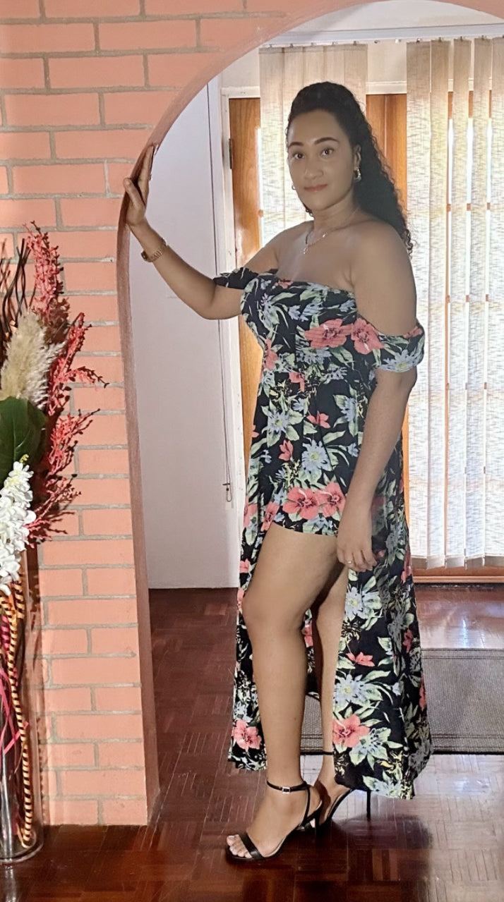 Plus Size Floral Overlay Jumpsuit - 1329