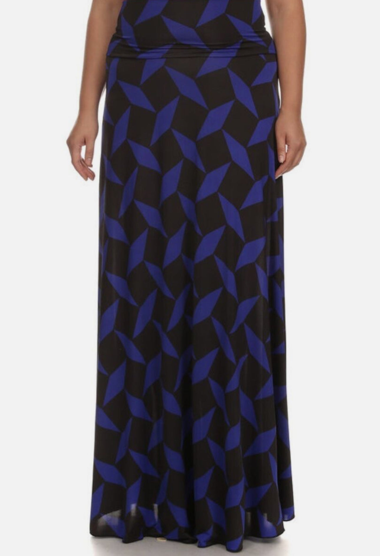 Plus Size Blue and Black Maxi Skirt - 1280