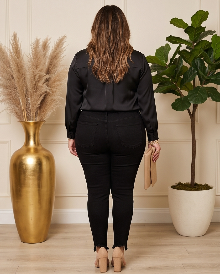 Plus Size Black Distressed Jeans
