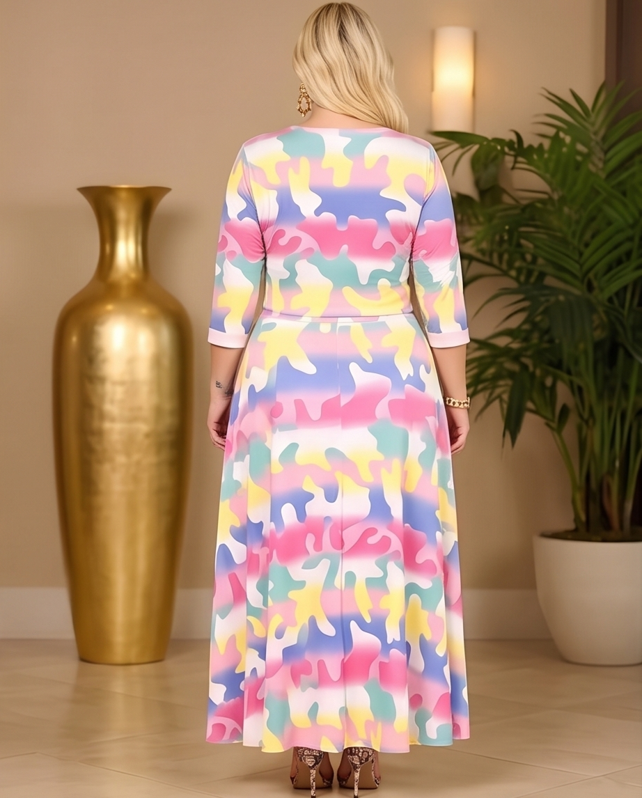 Plus Size Camo Print Skirt Set
