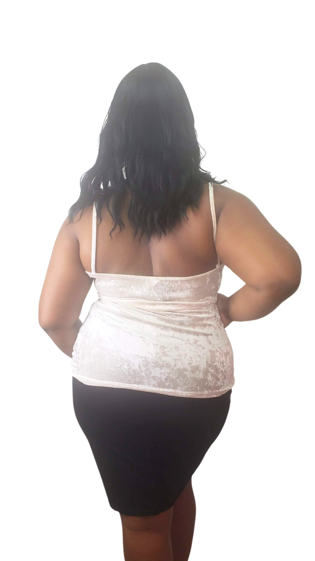 Plus Size Ivory Velvet Ruffle Camisole - 1569