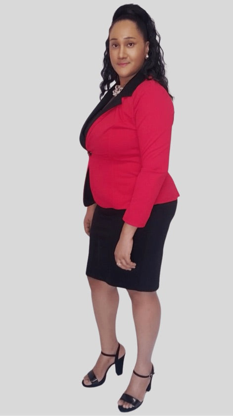Plus Size Red And Black Jacket - 1075