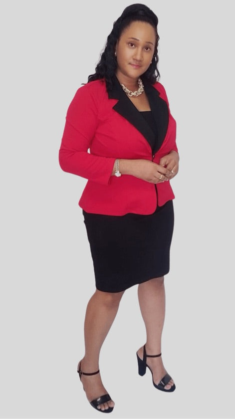 Plus Size Red And Black Jacket - 1075