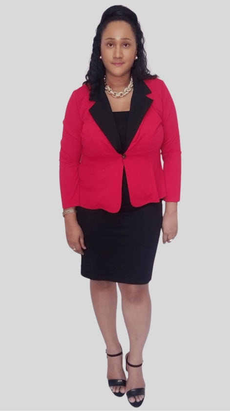 Plus Size Red And Black Jacket - 1075
