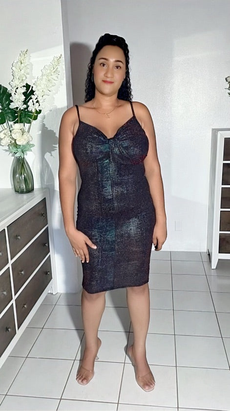 Plus Size Metallic Midi Dress - 1121