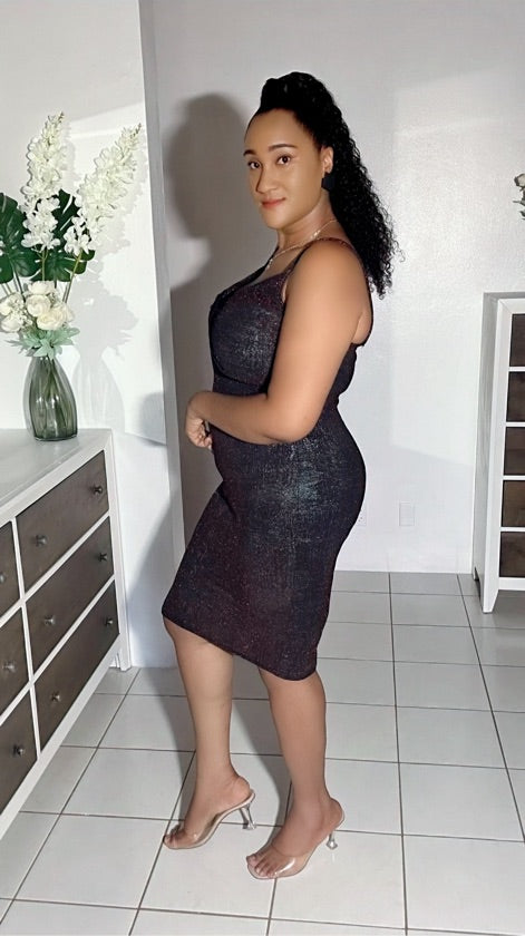 Plus Size Metallic Midi Dress - 1121