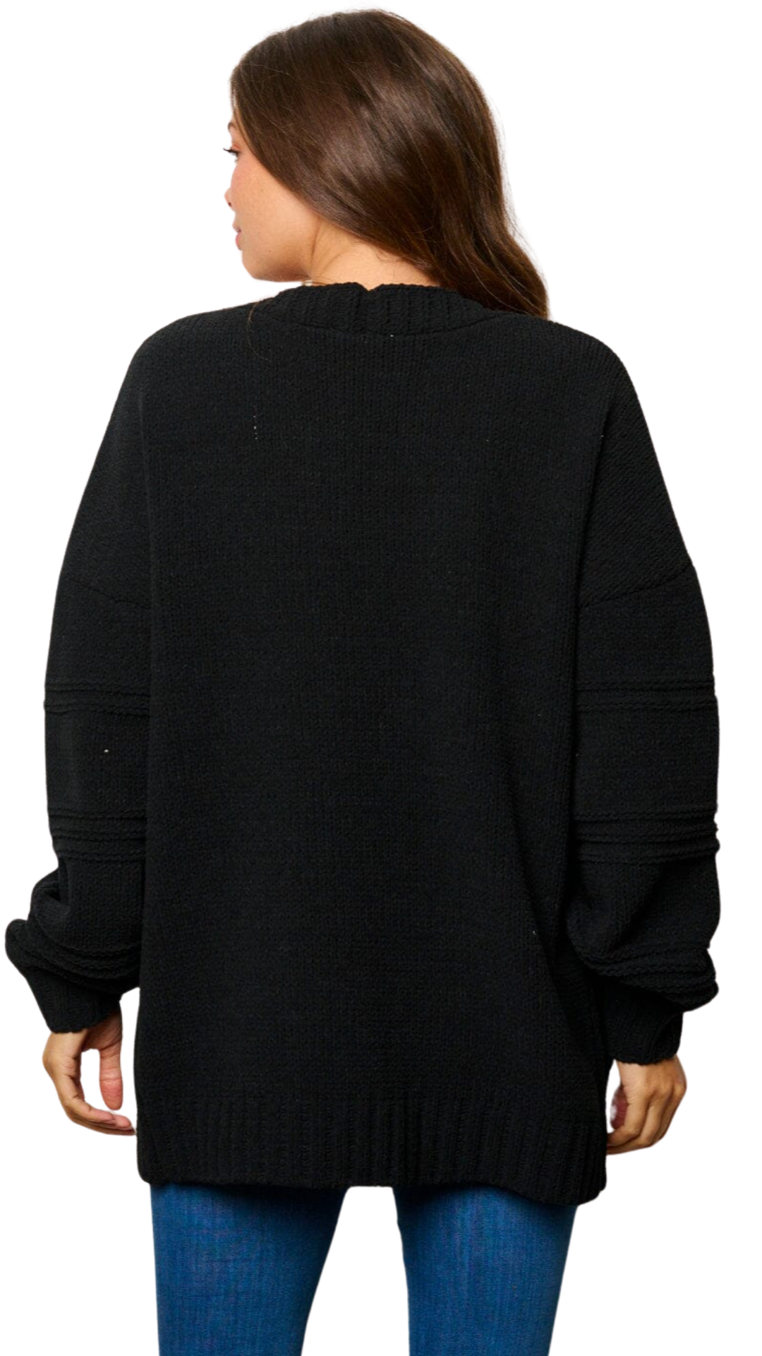 Black Long Sleeve Pocket Cardigan - 1394