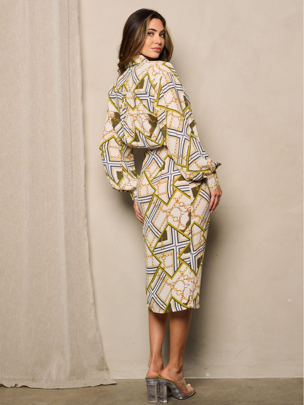 Ivory Multi Print Wrap Dress - 1710