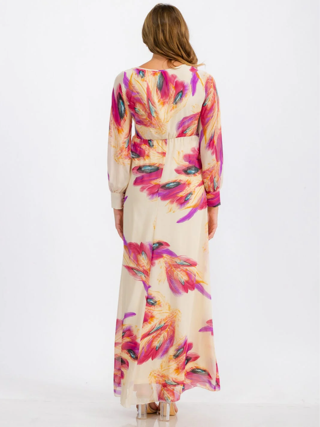 Floral Long Sleeve Maxi Dress - 1392