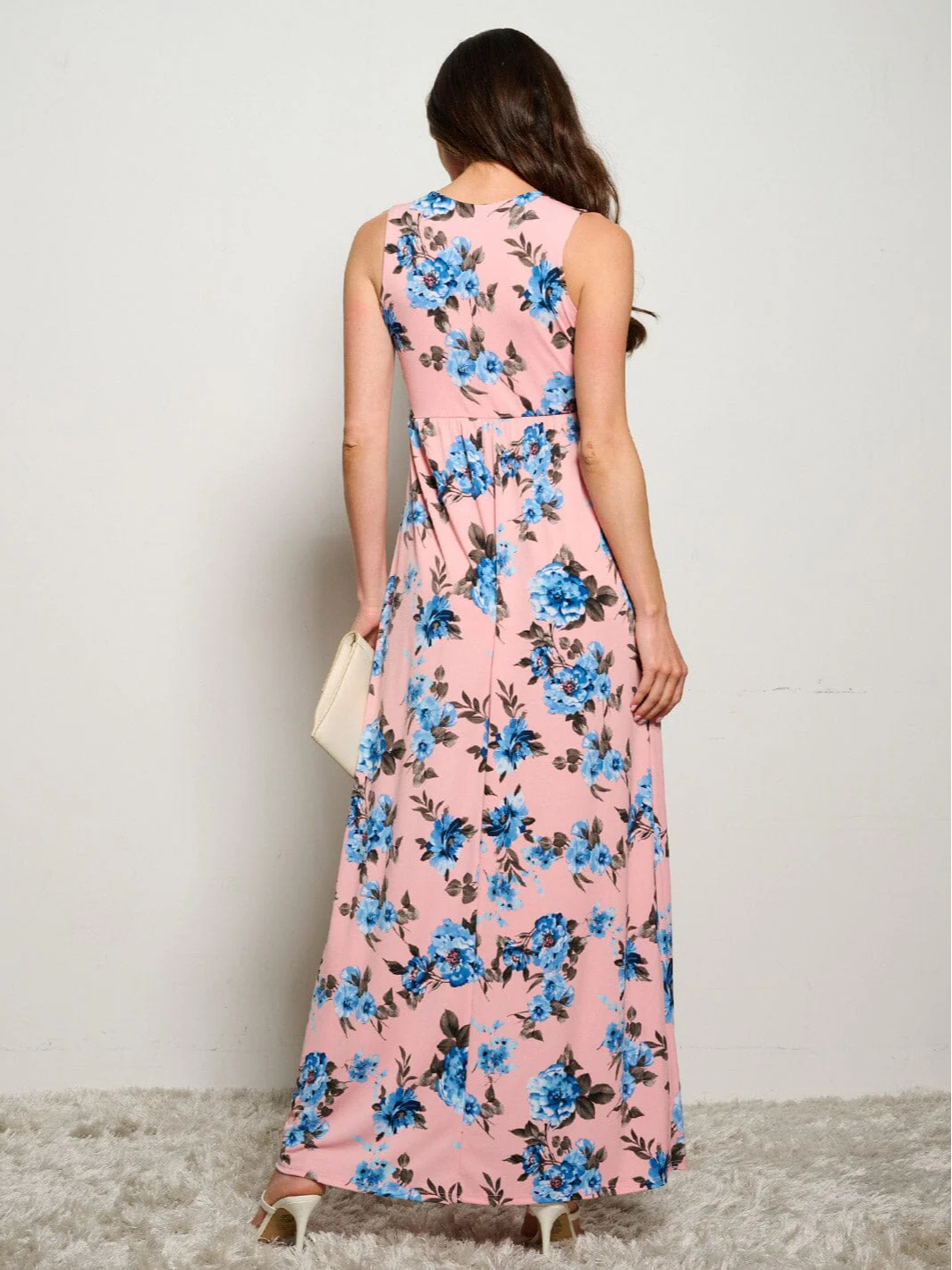 Pink Floral Maxi Dress - 1709