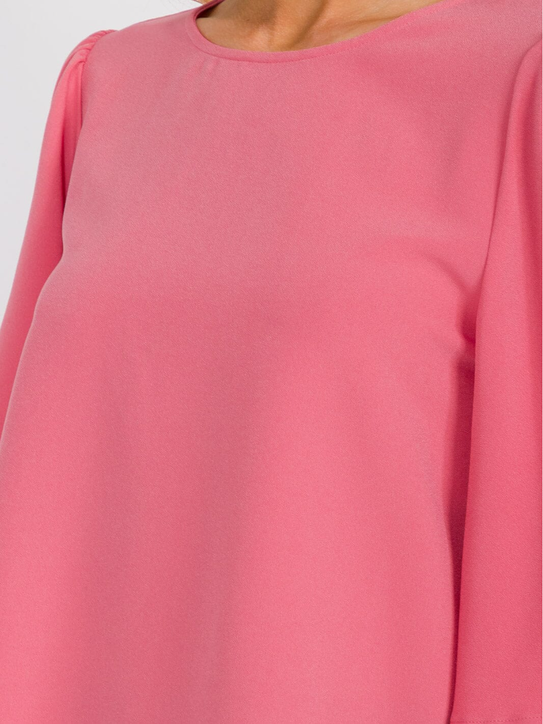Pink Bell Sleeve Solid Blouse - 1694