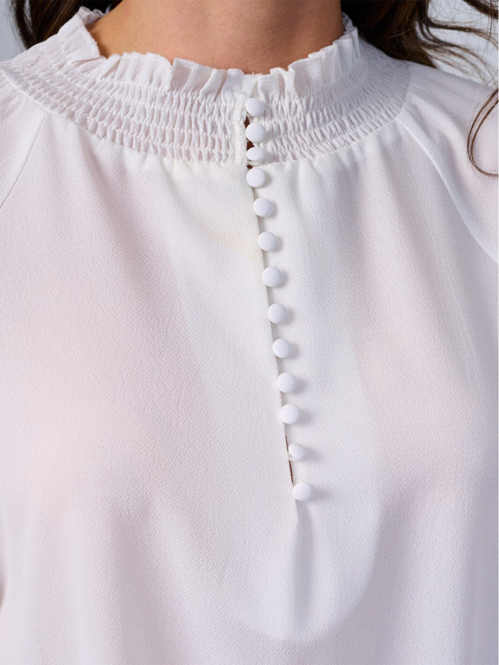 White Mock Neck Blouse - 1704