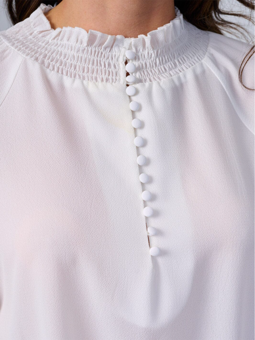 White Mock Neck Blouse - 1704