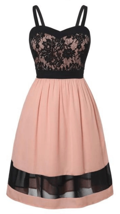 Plus Size Orange Lace Trim Dress - 1130