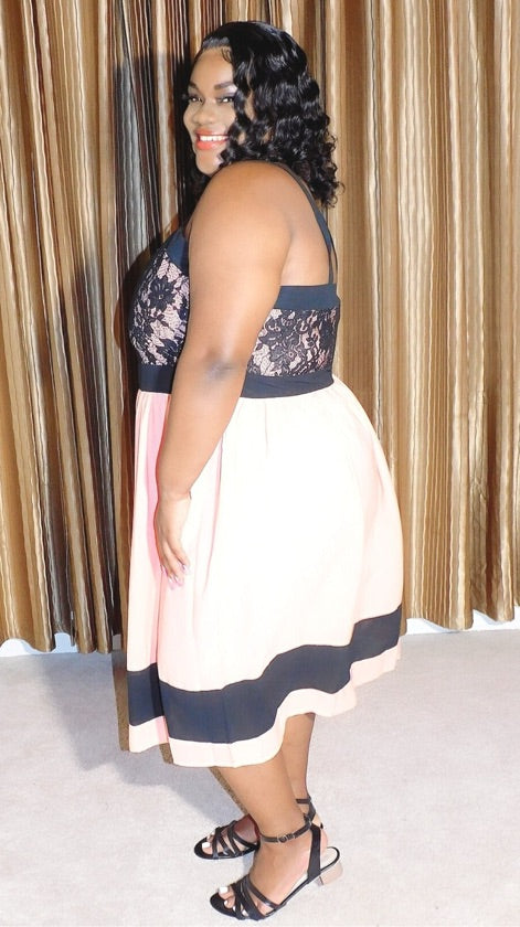 Plus Size Orange Lace Trim Dress - 1130