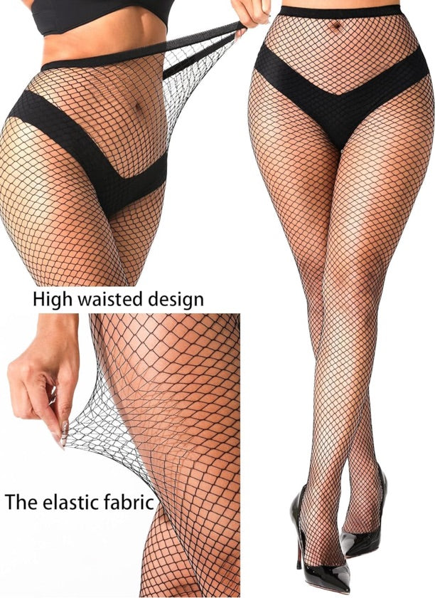 Plus Size Black Fishnet Stalkings - 1642
