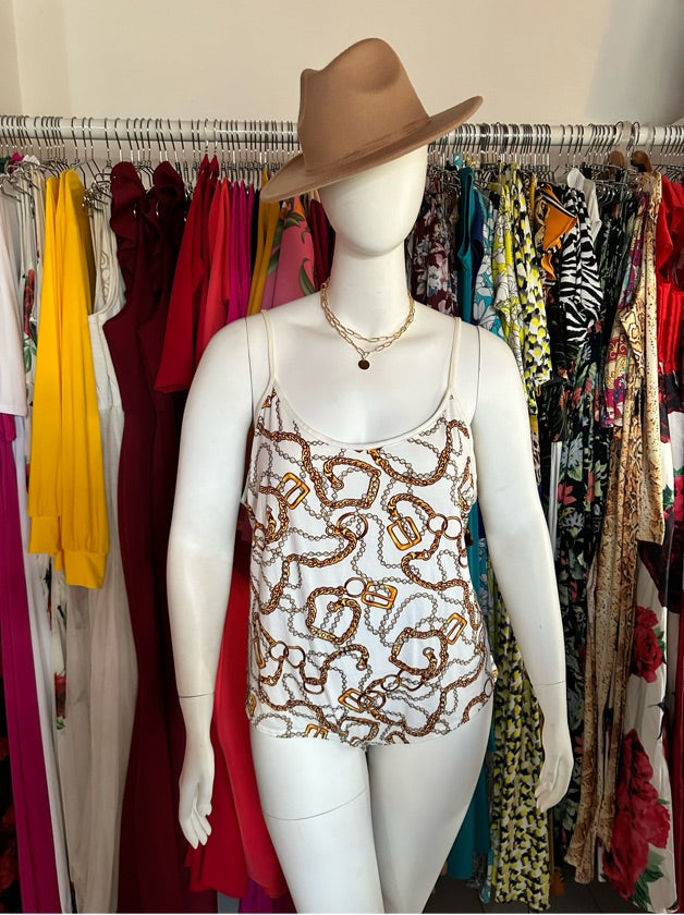 Plus Size Chain Link White Bodysuit - 1413