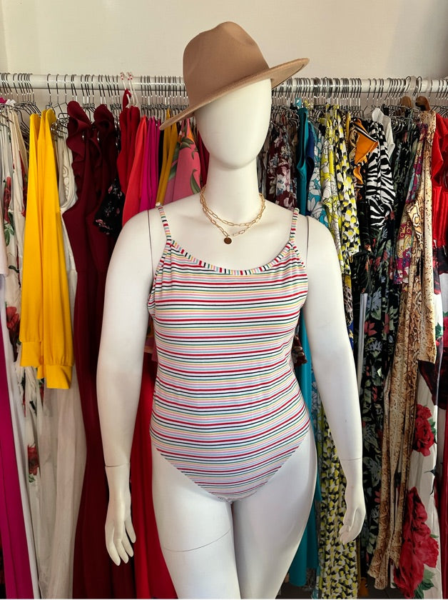 Plus Size Striped Bodysuit - 1414
