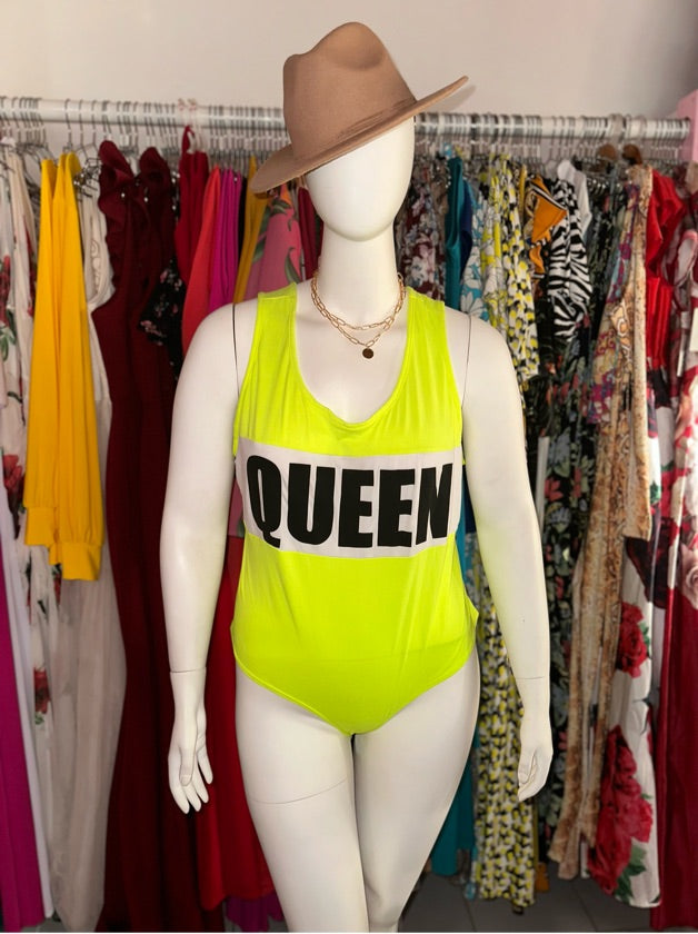 Plus Size Neon Green Queen Bodysuit - 1408