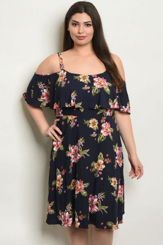 Plus Size Floral Skater Dress - 1019