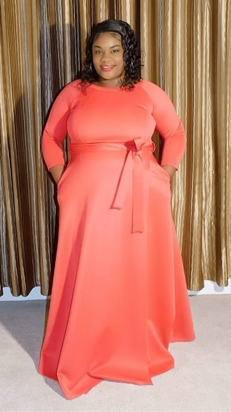 Plus Size Coral Maxi Dress - 1142