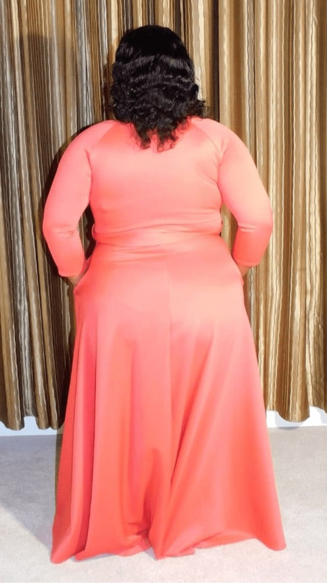 Plus Size Coral Maxi Dress - 1142
