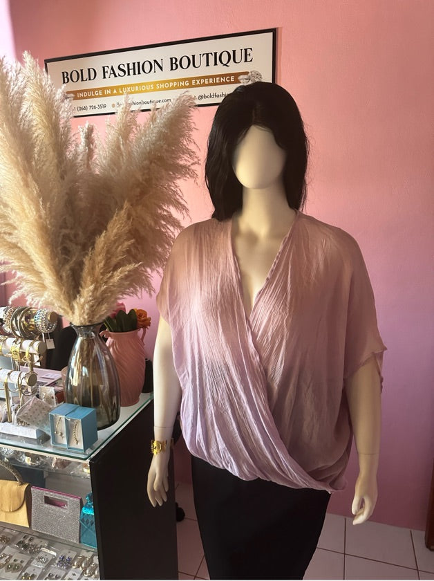 Plus Size Lilac Linen Scarf Top - FL19FF285-P