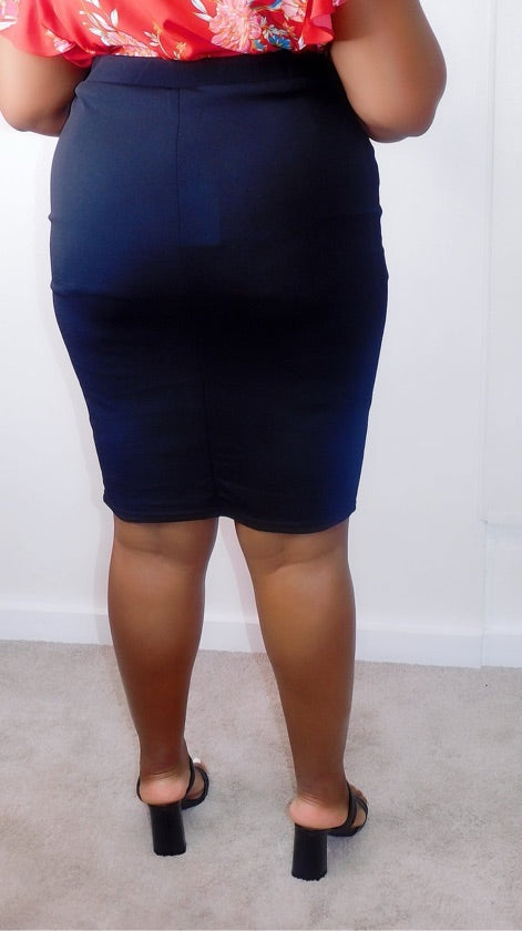 Plus Size Black Pencil Skirt - WBSKE