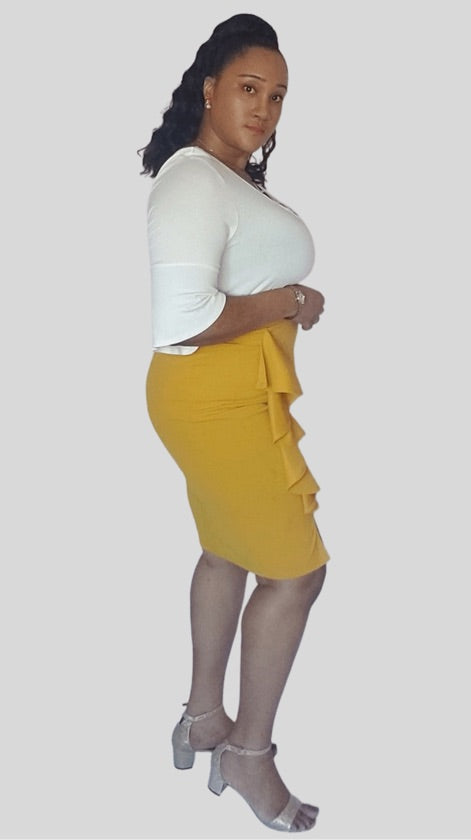 Plus Size Mustard Skirt - 599