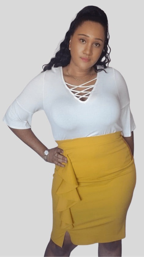 Plus Size Mustard Skirt - 599