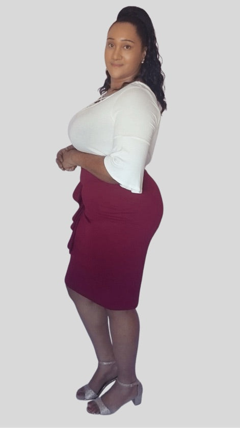 Plus Size Burgundy Skirt - 599