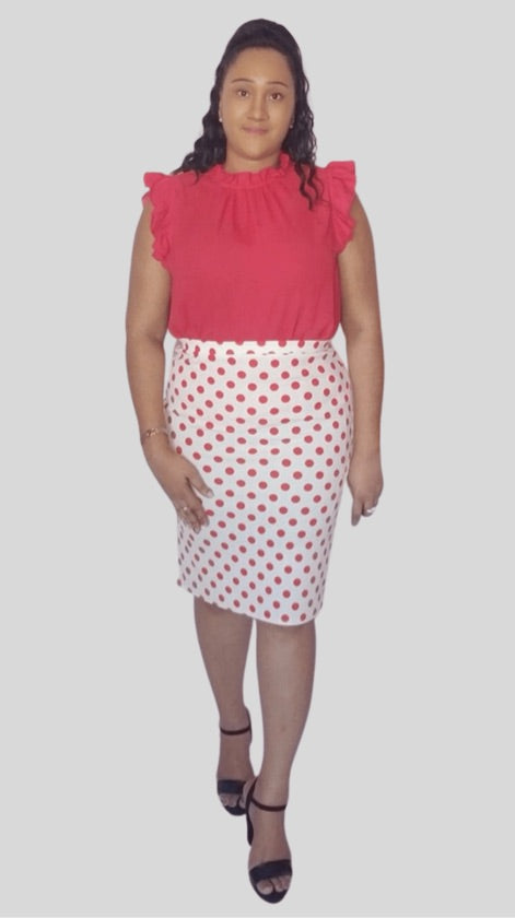 Plus Size Red Polka Dot Skirt - 170
