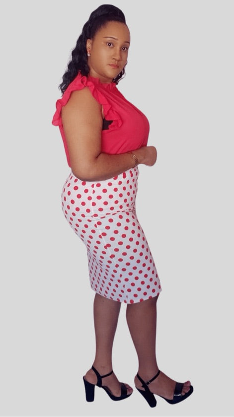 Plus Size Red Polka Dot Skirt - 170