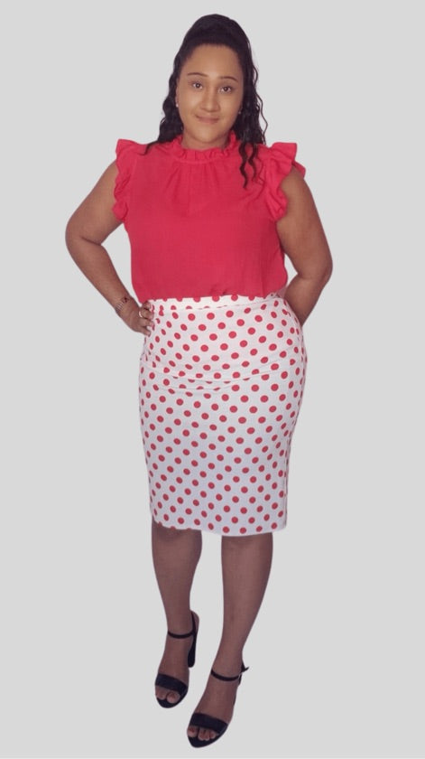 Plus Size Red Polka Dot Skirt - 170