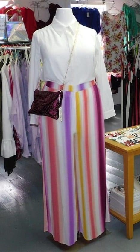 Plus Size Rainbow Flowy Pants - P70010E