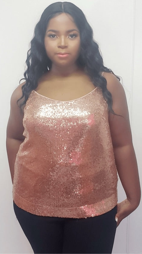 Plus Size Festive Gold Sequin Top - XT24538