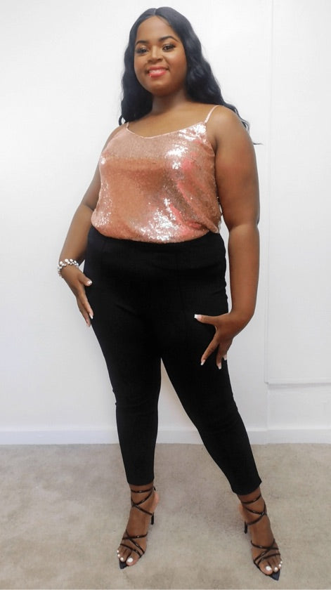 Plus Size Festive Gold Sequin Top - XT24538