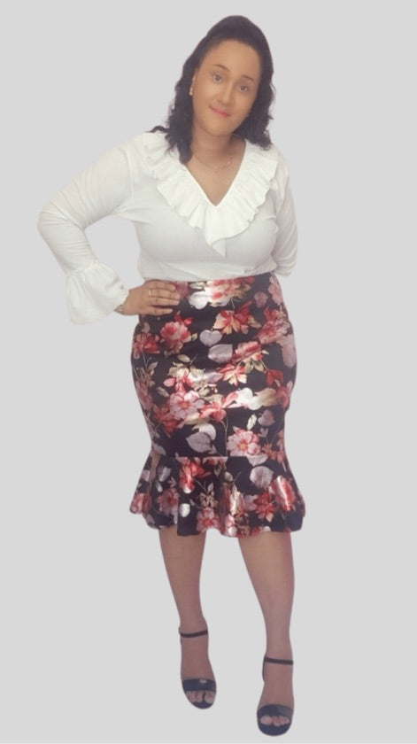 Plus Size Metallic Flare Trim Skirt - S238542X