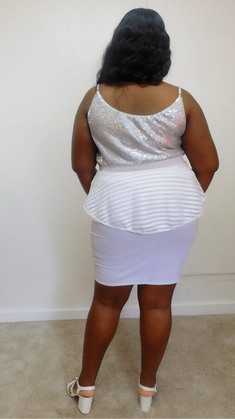 Plus Size Festive Silver Sequin Holiday Cami Top - XT24538