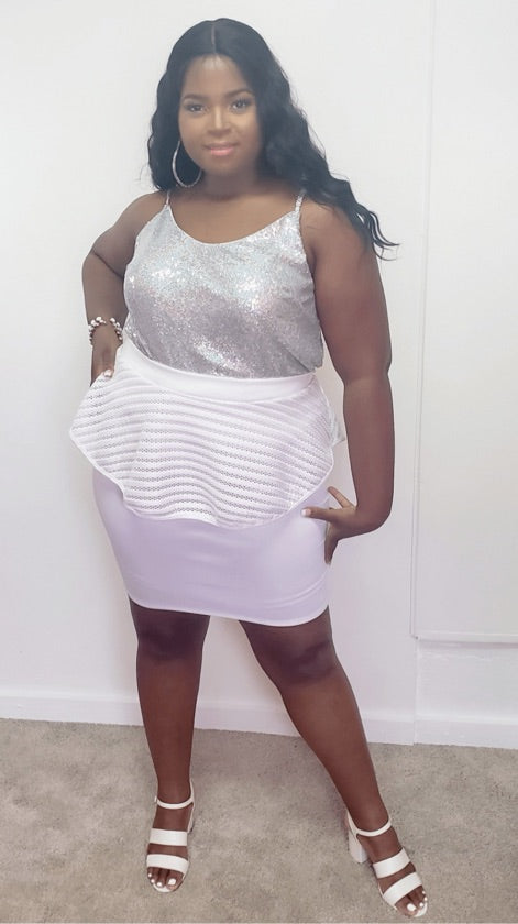 Plus Size Festive Silver Sequin Holiday Cami Top - XT24538