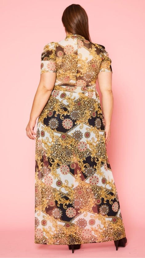 Plus Size High Low Leopard Print Maxi Top - 2731