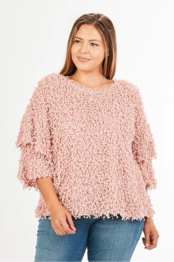 Plus Size Pink Ruffle Top - VT14332X