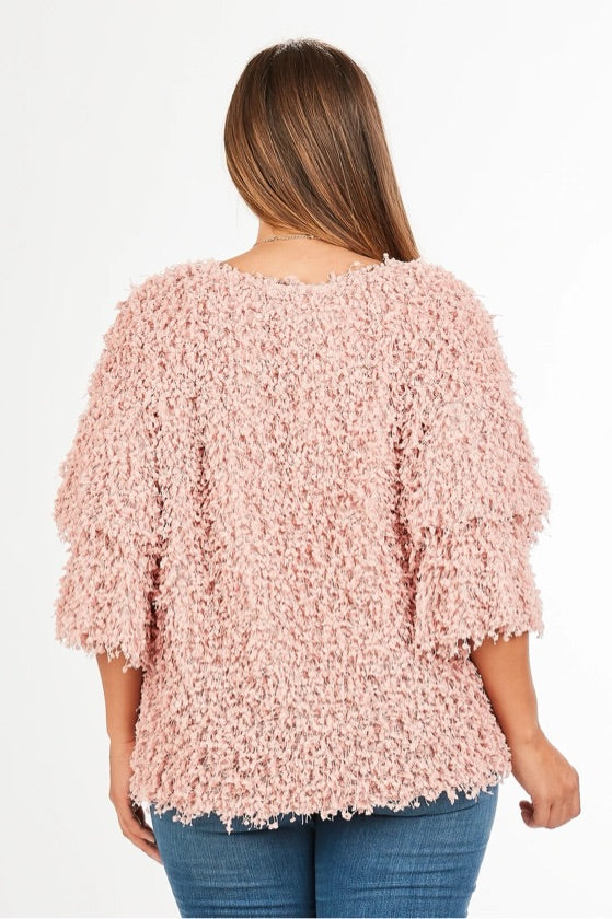 Plus Size Pink Ruffle Top - VT14332X