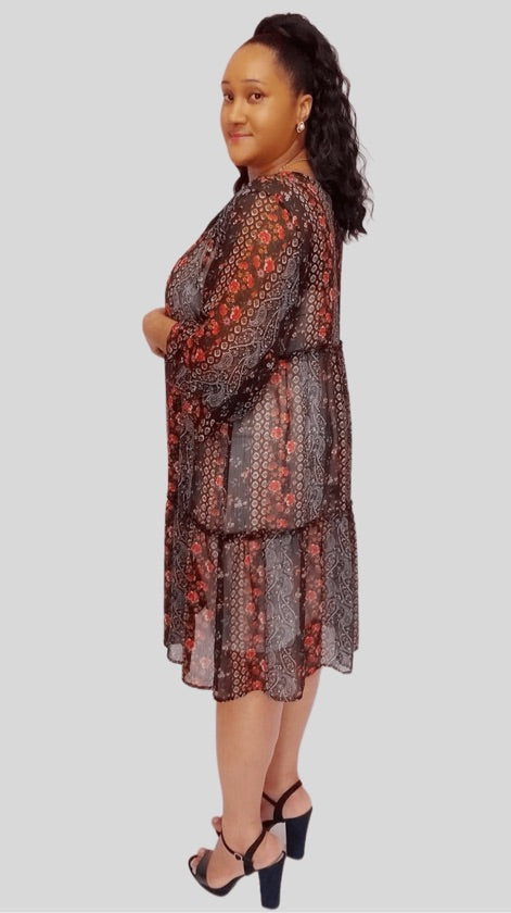 Plus Size Floral Lace Trim Kimono - 52469