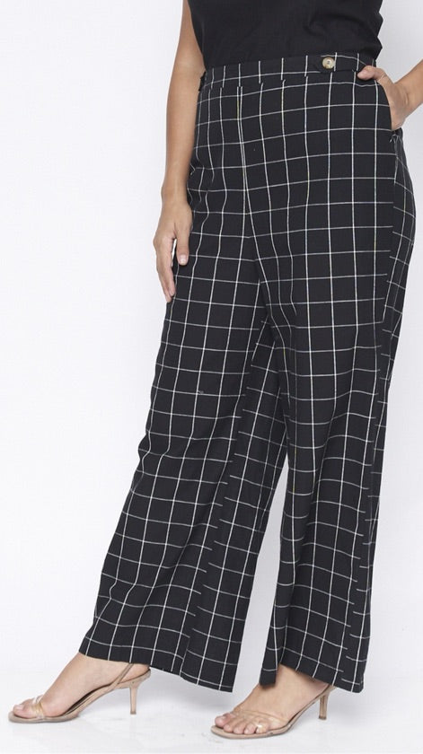Plus-size Black And White Wide Leg Pant - PTB4310