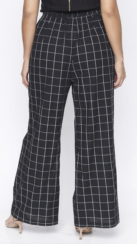 Plus-size Black And White Wide Leg Pant - PTB4310