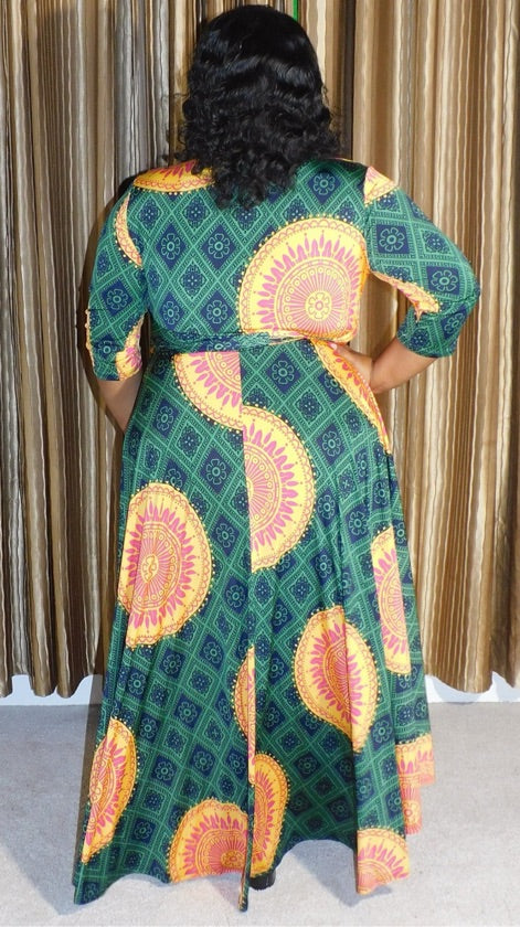 Plus Size High-Low Kaftan Stretchy Dress - 2157